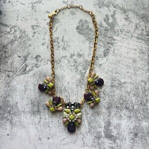J. Crew Gold and Green Floral Necklace